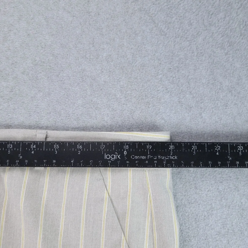 Banana Republic Logan Dress Pants Womens 18 Grey Yellow Pinstripe Linen Blend
